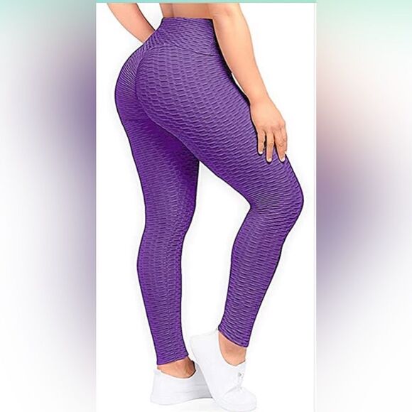 PURPLE ELIF TIK TOK BUTT LIFTING LEGGINGS SIZE L - Picture 1 of 2